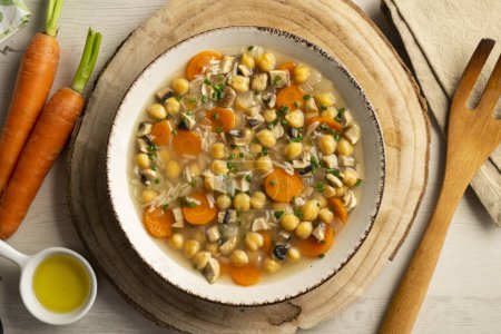Photo for Chickpea soup with rice and vegetables. - Royalty Free Image