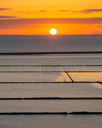 Photo for Beautiful sunset in the Ses Salines area in the town of Sant Jordi on the island of Ibiza. - Royalty Free Image