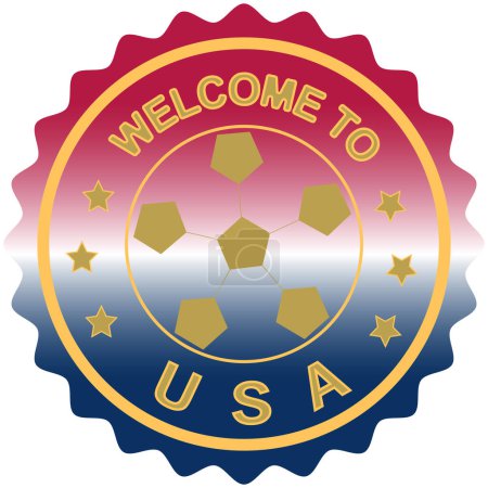 Photo for Welcome to USA Colorful gradient brush design Vector illustration USA flag colors background Welcome Stamp welcome guests FIFA World Cup USA Gold seal - Royalty Free Image