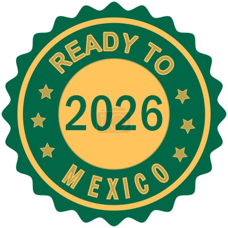 Photo for 2026 Visit to Mexico Colorful gradient brush design Vector illustration Mexico flag Green colors background Ready Stamp FIFA World Cup Mexico Gold seal - Royalty Free Image