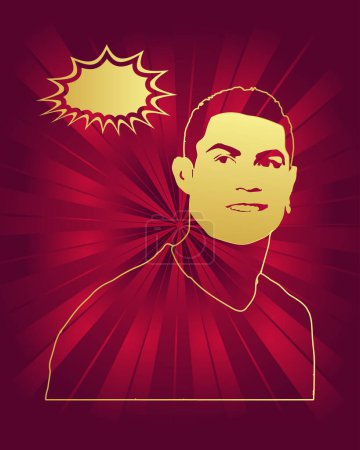 Photo for Cristiano Ronaldo Gold color design with comment, Red color sun background, Vector Illustration Abstract Editable image - Royalty Free Image