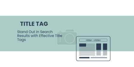 Illustration for Title Tag Banner on Green Background. Stylish SEO Banner with Black Text and Icon for Business and Marketing - Royalty Free Image