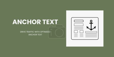 Illustration for Anchor Text Banner on Green Background. Stylish Banner with White Text and Black Icons for Business and Marketing - Royalty Free Image