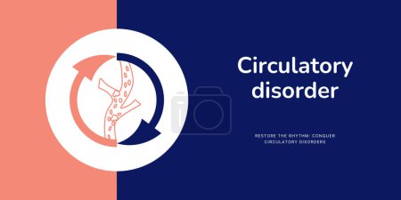 Illustration for Circulatory Disorder Banner on Pink and Blue Background. Stylish Banner with Text and Icons for Healthcare and Medical - Royalty Free Image