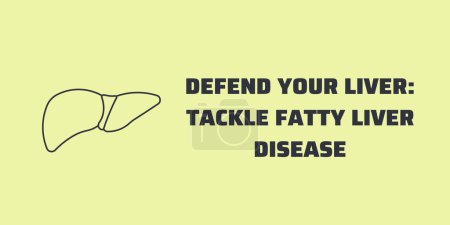 Illustration for Liver Disease Banner on Yellow Background. Stylish Banner with Text and Icon for Healthcare and Medical - Royalty Free Image