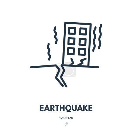 Ilustración de Icono del terremoto. Magnitud, sismología, réplicas. Trazo Editable. Icono de vector simple - Imagen libre de derechos