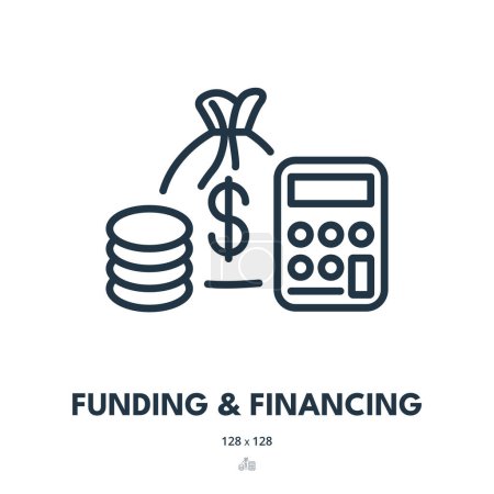 Ilustración de Icono de Financiación y Financiación. Inversión, Ganancias, Fondo. Trazo Editable. Icono de vector simple - Imagen libre de derechos