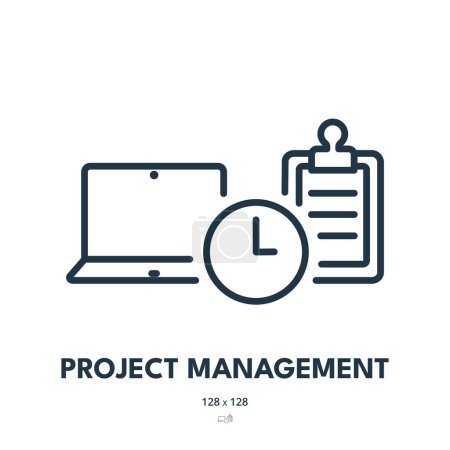 Illustration for Project Management Icon. Task, Process, Operation. Editable Stroke. Simple Vector Icon - Royalty Free Image