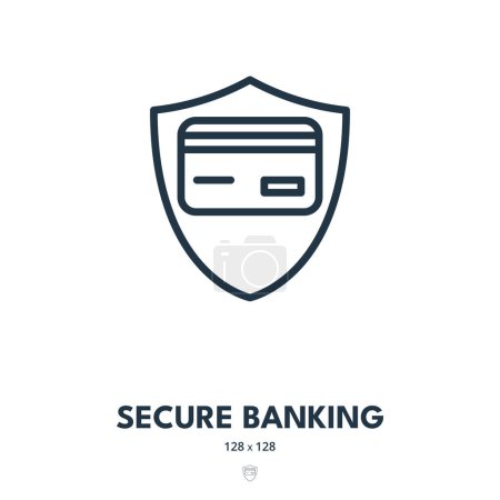 Téléchargez les illustrations : Icône bancaire sécurisée. Sécurité, argent, finances. Un AVC modifiable. Icône vectorielle simple - en licence libre de droit