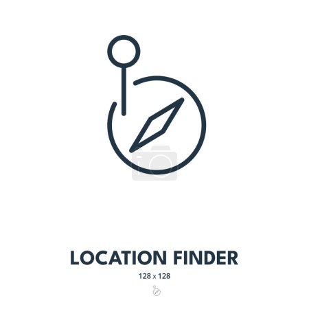 Illustration for Location Finder Icon. Navigation, GPS, Compass. Editable Stroke. Simple Vector Icon - Royalty Free Image