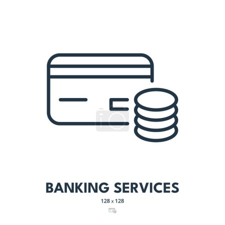 Illustration for Banking Services Icon. Finance, Bank, Card. Editable Stroke. Simple Vector Icon - Royalty Free Image