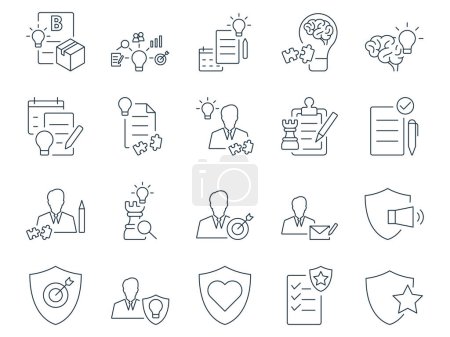 Illustration for Branding Icons Set. Identity, Positioning, Logo, Guidelines. Editable Stroke. Simple Icons Vector Collection - Royalty Free Image