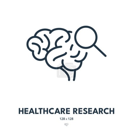 Illustration for Healthcare Research Icon. Diagnosis, Disease, Health. Editable Stroke. Simple Vector Icon - Royalty Free Image