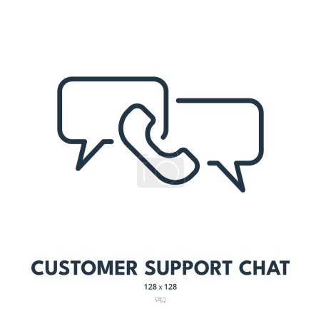 Ilustración de Soporte al cliente Chat Icon. Contacto, Teléfono, Mensaje. Trazo Editable. Icono de vector simple - Imagen libre de derechos