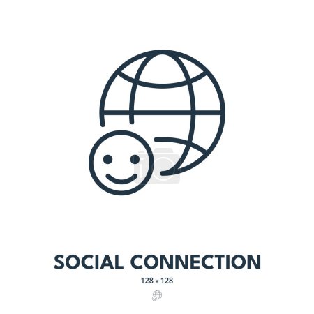 Illustration for Social Connection Icon. Interaction, Communication, Networking. Editable Stroke. Simple Vector Icon - Royalty Free Image