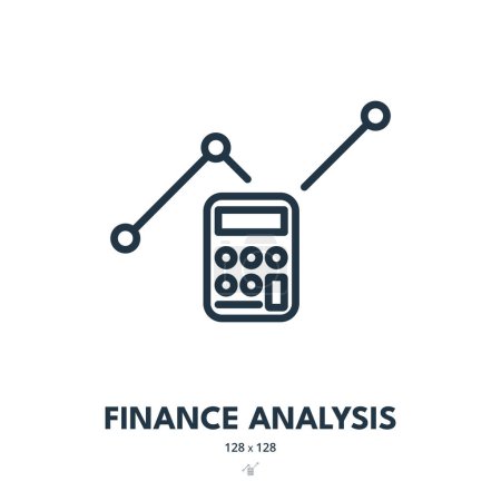 Illustration for Finance Analysis Icon. Data, Financial, Report. Editable Stroke. Simple Vector Icon - Royalty Free Image