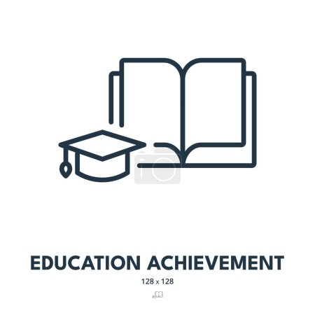 Illustration for Education Achievement Icon. Knowledge, Graduation, Degree. Editable Stroke. Simple Vector Icon - Royalty Free Image