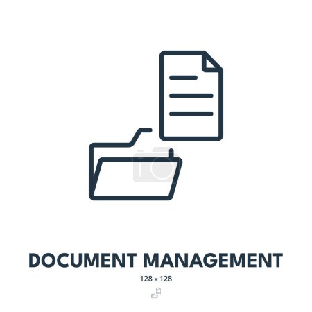 Téléchargez les illustrations : Icône de gestion des documents. Archives, paperasserie, flux de travail. Un AVC modifiable. Icône vectorielle simple - en licence libre de droit