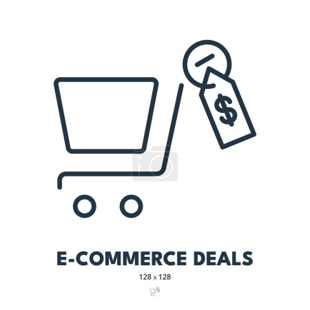 Ilustración de E-commerce Deals Icon. Venta, Ofertas, Precio Tag. Trazo Editable. Icono de vector simple - Imagen libre de derechos