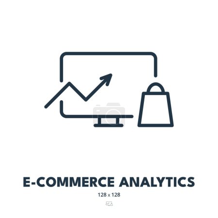 Ilustración de E-commerce Analytics Icon. Métricas, Insights, Ventas. Trazo Editable. Icono de vector simple - Imagen libre de derechos