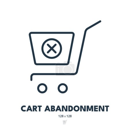 Illustration for Cart Abandonment Icon. Shopping Cart, Retention, Recovery. Editable Stroke. Simple Vector Icon - Royalty Free Image