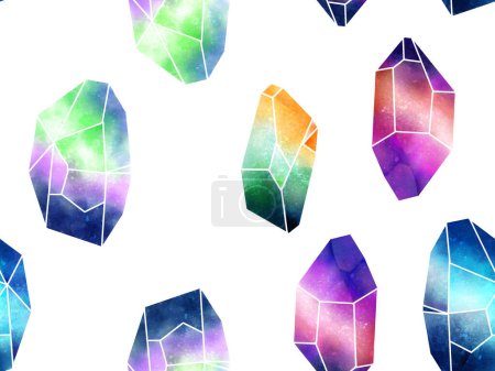 Watercolor illustration of mysterious gems. (seamless)