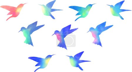Illustration for Blue bird. Hummingbird. A set of tropical birds. - Royalty Free Image