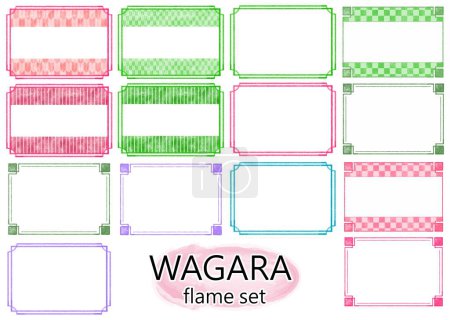 Illustration for Soft Japanese pattern frame in coloured pencil style . - Royalty Free Image