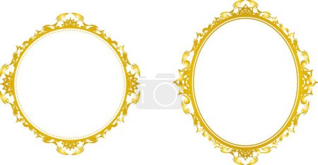 Illustration for Western style gothic circle, oval frame. (gold color) - Royalty Free Image