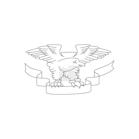 Ilustración de Tatuaje del Cuerpo de Marines. Águila y cinta. Esquema negro sobre fondo blanco. - Imagen libre de derechos