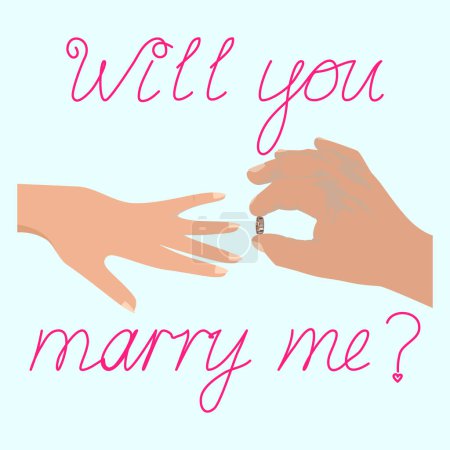 Téléchargez les illustrations : Veux-tu m'épouser ? Inscription en anglais. Une alliance. Dessin vectoriel. - en licence libre de droit