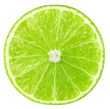 Juicy slice of lime isolated on white, with clipping path