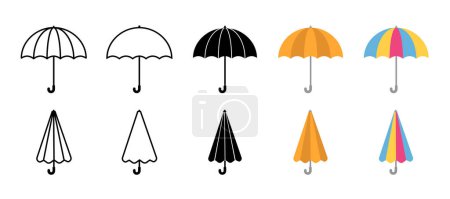 Foto de Conjunto de iconos de paraguas. conjunto de iconos paraguas plegado - Imagen libre de derechos