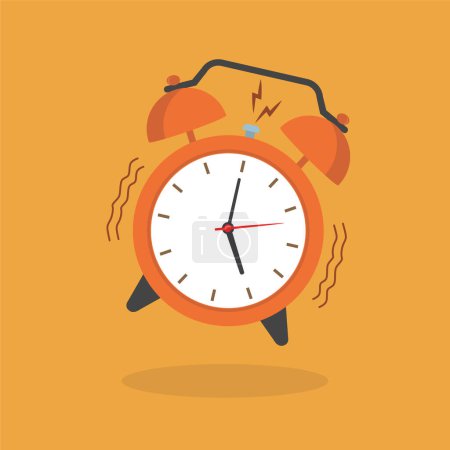 Foto de Alarm clock ringing. Ringing alarm clock jumping and making loud noise. time for wakeup. vector illustration - Imagen libre de derechos