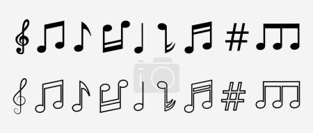 Foto de Conjunto de iconos de notas musicales. Signos clave musicales. ilustración vectorial - Imagen libre de derechos