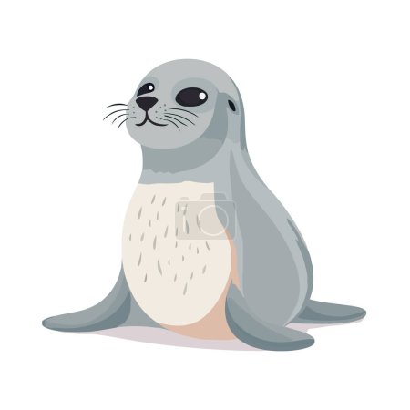Cute sea lion flat vector isolated on white background. pinniped marine mammal symbol
