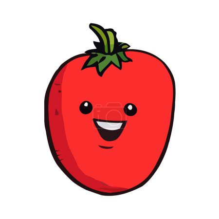 Foto de Tomate con ojos, tomate dibujado a mano de dibujos animados. Niños divertido ilustración vegetal. - Imagen libre de derechos
