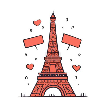 Foto de Torre Eiffel. Arquitectura símbolo de la ciudad de Francia famosa torre. dibujo animado dibujado a mano Torre Eiffel vector ilustración. - Imagen libre de derechos