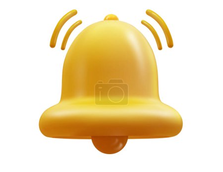 Illustration for 3d notification bell realistic icon isolated on white background. Vector Social Media element. - Royalty Free Image