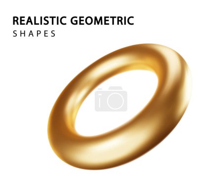 Ilustración de Realista tor aislado sobre fondo blanco. Vector geométrico 3d anillos de oro. Elemento de decoración mínima - Imagen libre de derechos