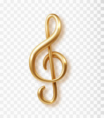 Gold Treble clef vector icon isolated. Realistic 3d vector Poster #656953870