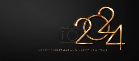 Illustration for 2024 New Year luxury design featuring exquisite glitter numbers. Premium vector design is perfect forgreetings and celebrating Christmas and Happy New Year 2024. - Royalty Free Image