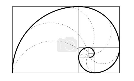 Ilustración de Plantilla espiral dorada. Ración dorada y espiral de Fibonacci. - Imagen libre de derechos