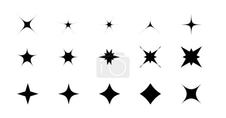 Sparkle y2k icons collection. Set of Star Shapes. Magic Symbols. Modern graphic design elements