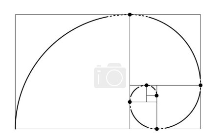 Ilustración de Relación dorada. Fibonacci secciones proporción ideal, divinidad y eternidad espiral símbolo plantilla aislada - Imagen libre de derechos