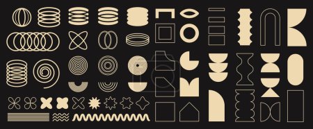 Geometrische Abstraktion: Trendy Set of Shapes im Bauhaus und futuristischen Stil. Bauhaus-Formen und abstrakte geometrische Elemente. Perfekt für moderne Designs.