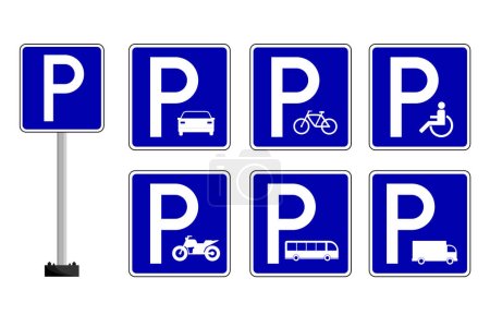 Ilustración de Carteles de estacionamiento en paquete. Diseño vectorial. - Imagen libre de derechos