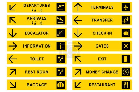 Ilustración de Aeropuerto signos stock ilustración. Diseño vectorial. - Imagen libre de derechos