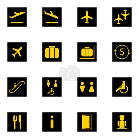 Flughafen-Schilder mit Symbolen. Vektordesign.