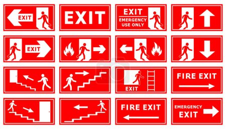 Exit signs on pack. Vector design.